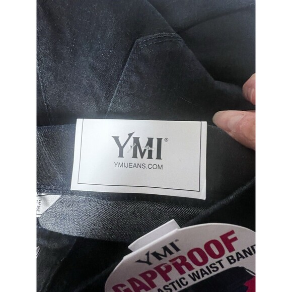 YMI Gap Proof High Rise Flare Jeans Distressed Size Medium Pull On Dark Wash - Picture 6 of 7